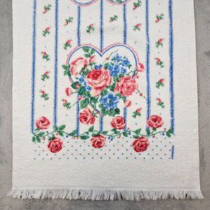 Vintage Westpoint Stevens Bath Towel Franco Hearts Multicolor Floral Cottagecore